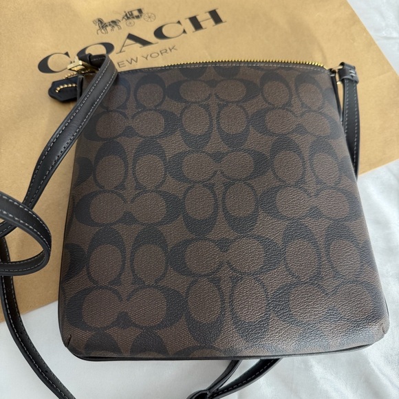 WOW 🌼 COACH 🤎 Rowan File Bag In Signature Canvas Handbag -Black/Gold/Brown -Mint - Picture 10 of 11